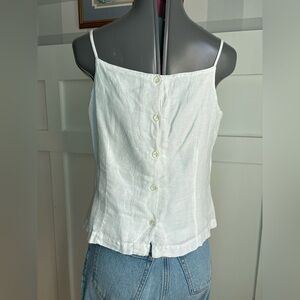 Emma James White Linen Button-Back Camisole Size 8